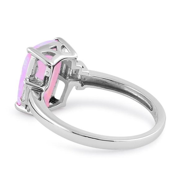 925 STERLING SILVER Lab Created Pink Fire Opal Cubic Zirconia Ring - Picture 14 of 15